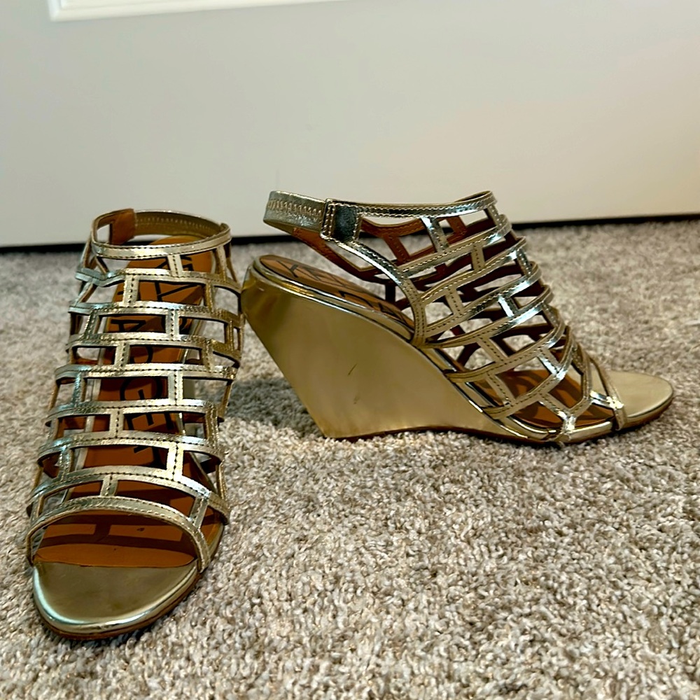 Kelsi Dagger Gold Caged Wedges